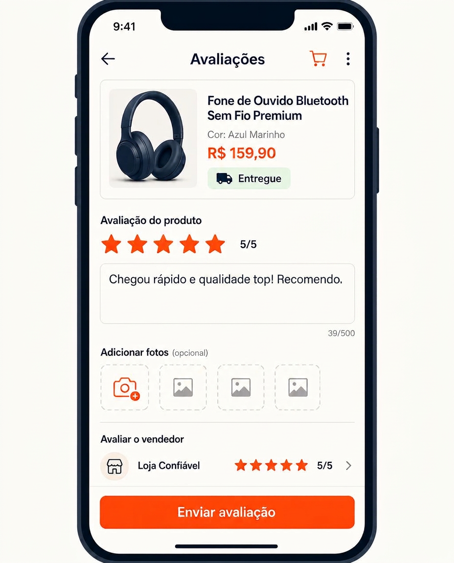 Avaliação 5 estrelas — Shopee