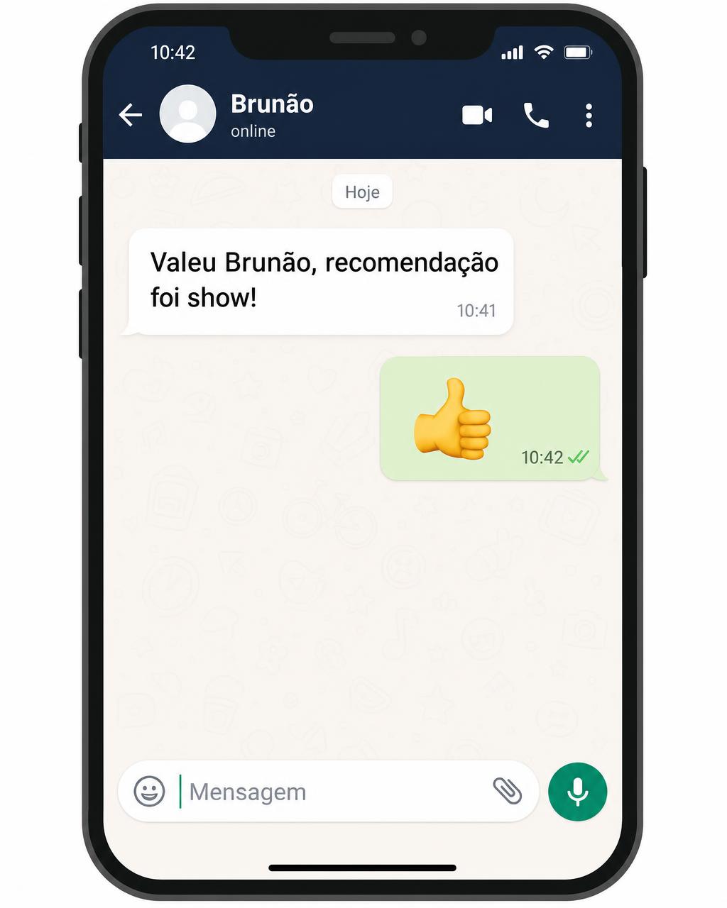 Print de chat com cliente satisfeito